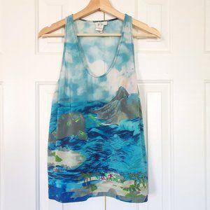 Joie 100% Silk Tropical Tank - Blue Tahitian Pattern - Sz M